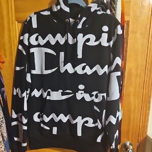 Champion Men's Black and White Sweatshirt